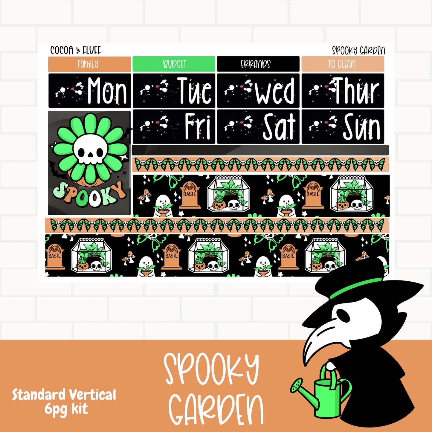 Spooky Garden Standard Vertical Weekly Sticker Kit