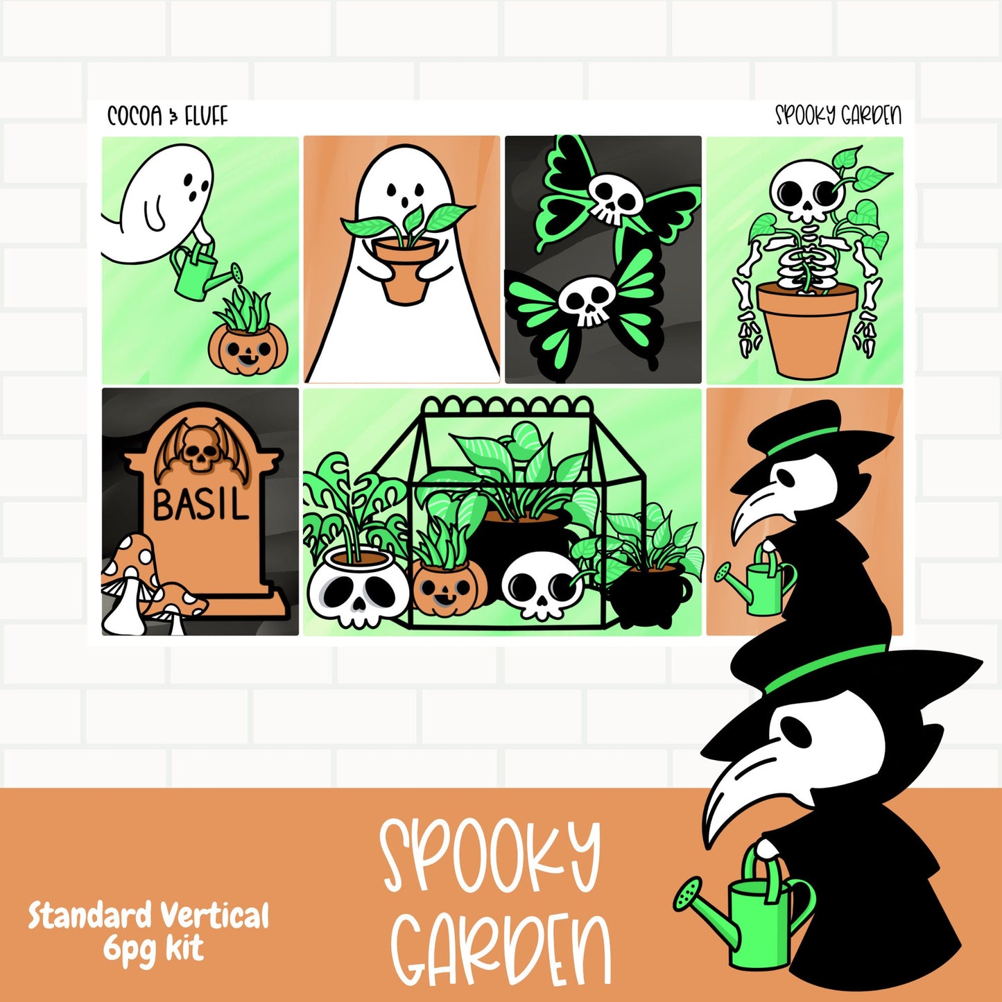 Spooky Garden Standard Vertical Weekly Sticker Kit