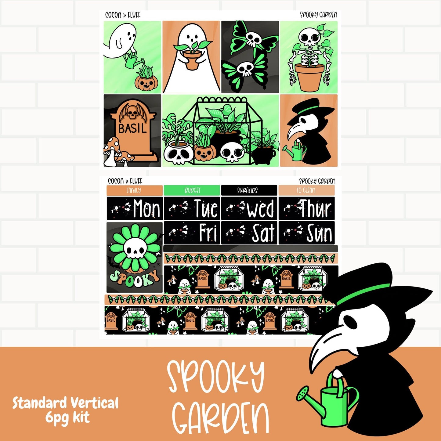 Spooky Garden Standard Vertical Weekly Sticker Kit