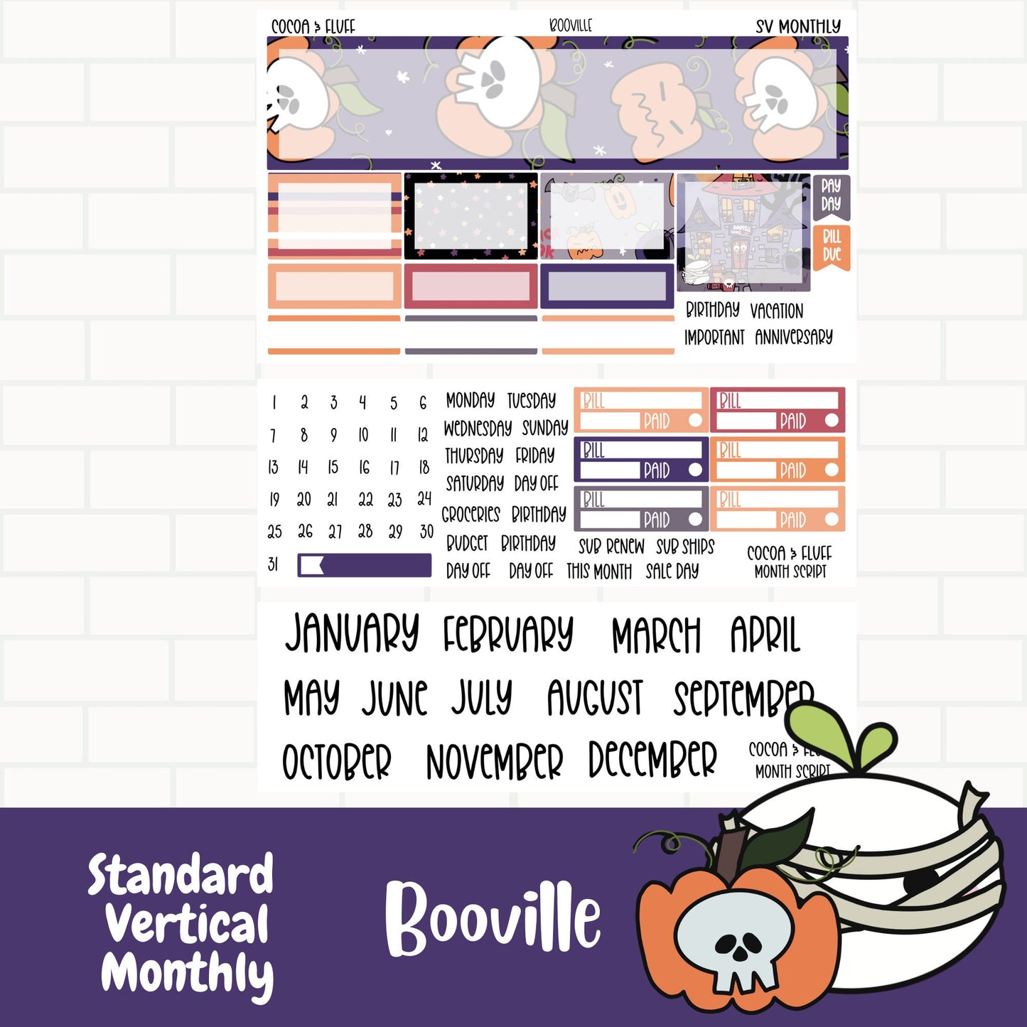 Booville Monthly Standard Vertical Monthly Sticker Kit