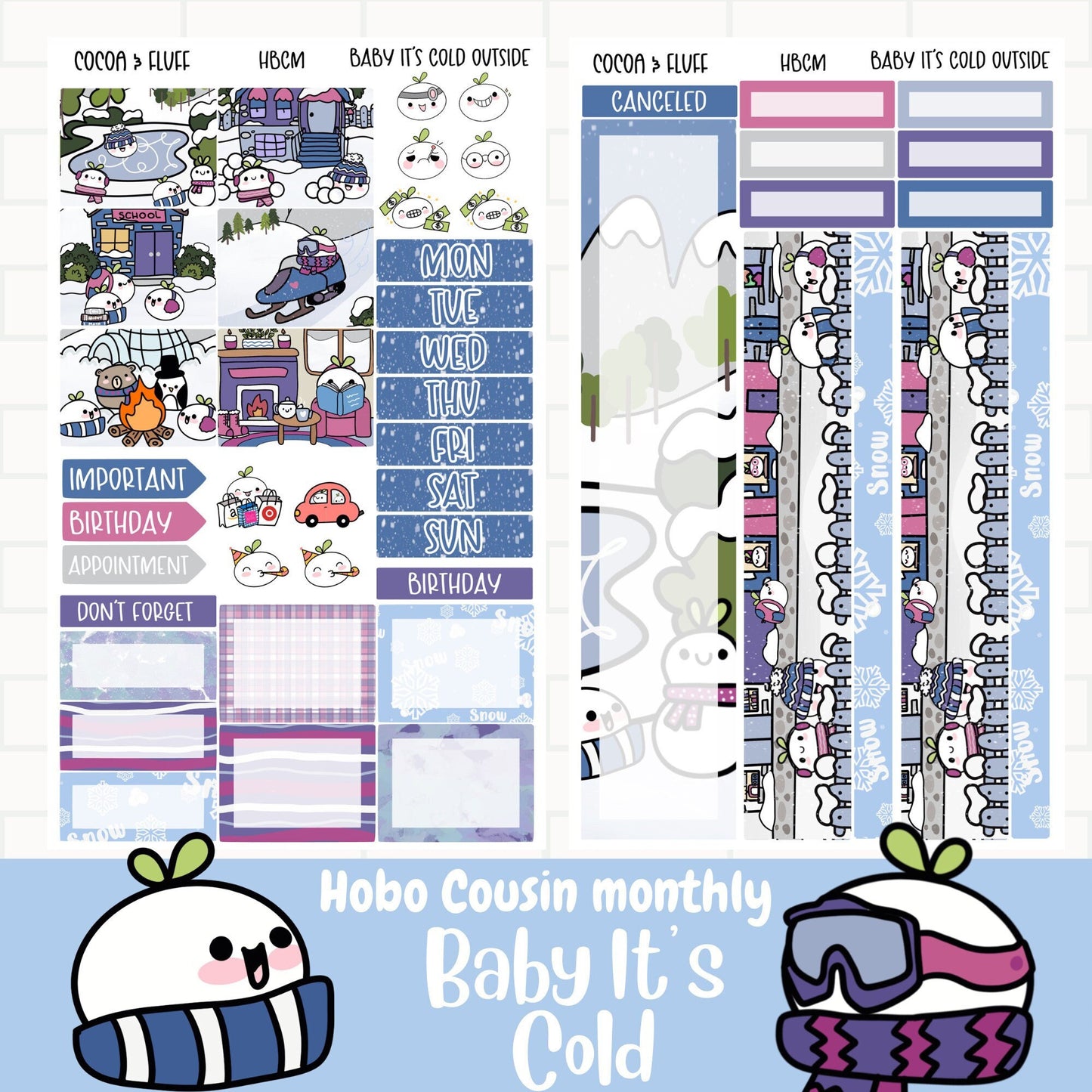 Baby It's Cold Hobonichi Cousin Monthly Sticker Kit