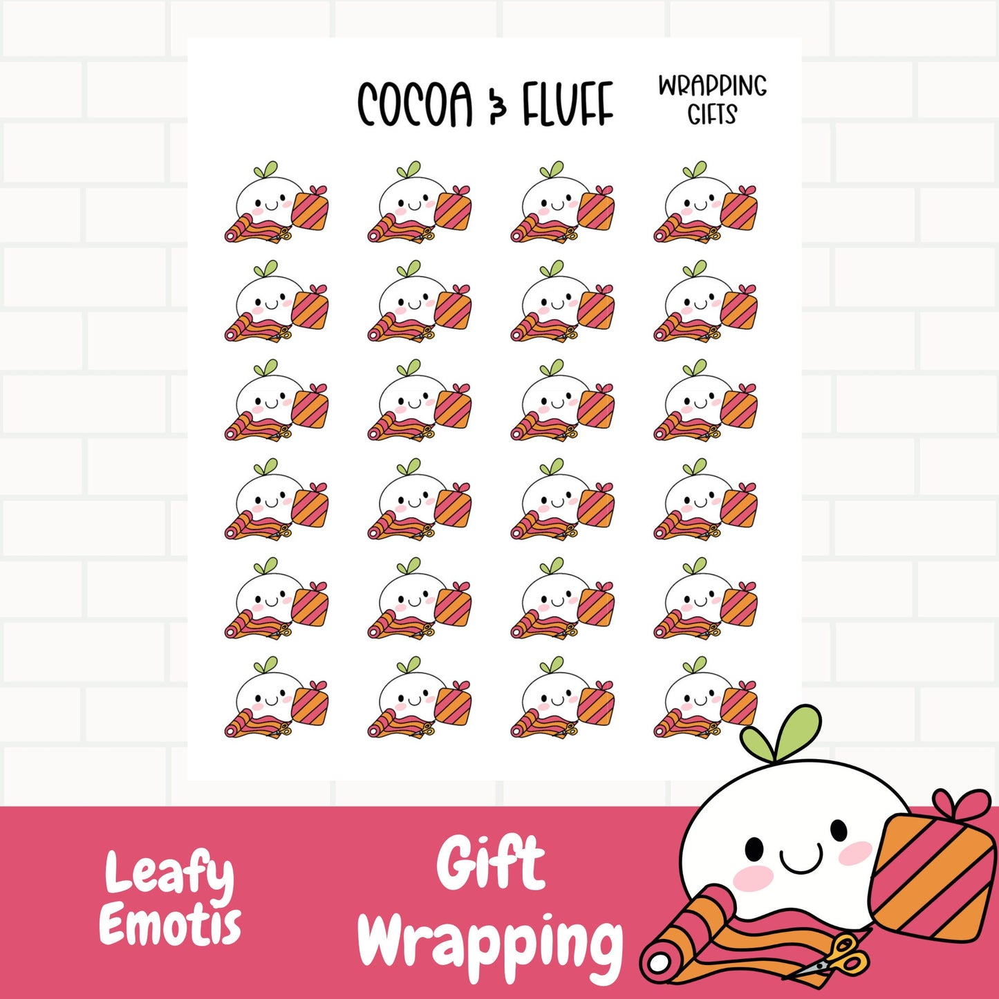 Gift Wrapping Leafy Planner Icons