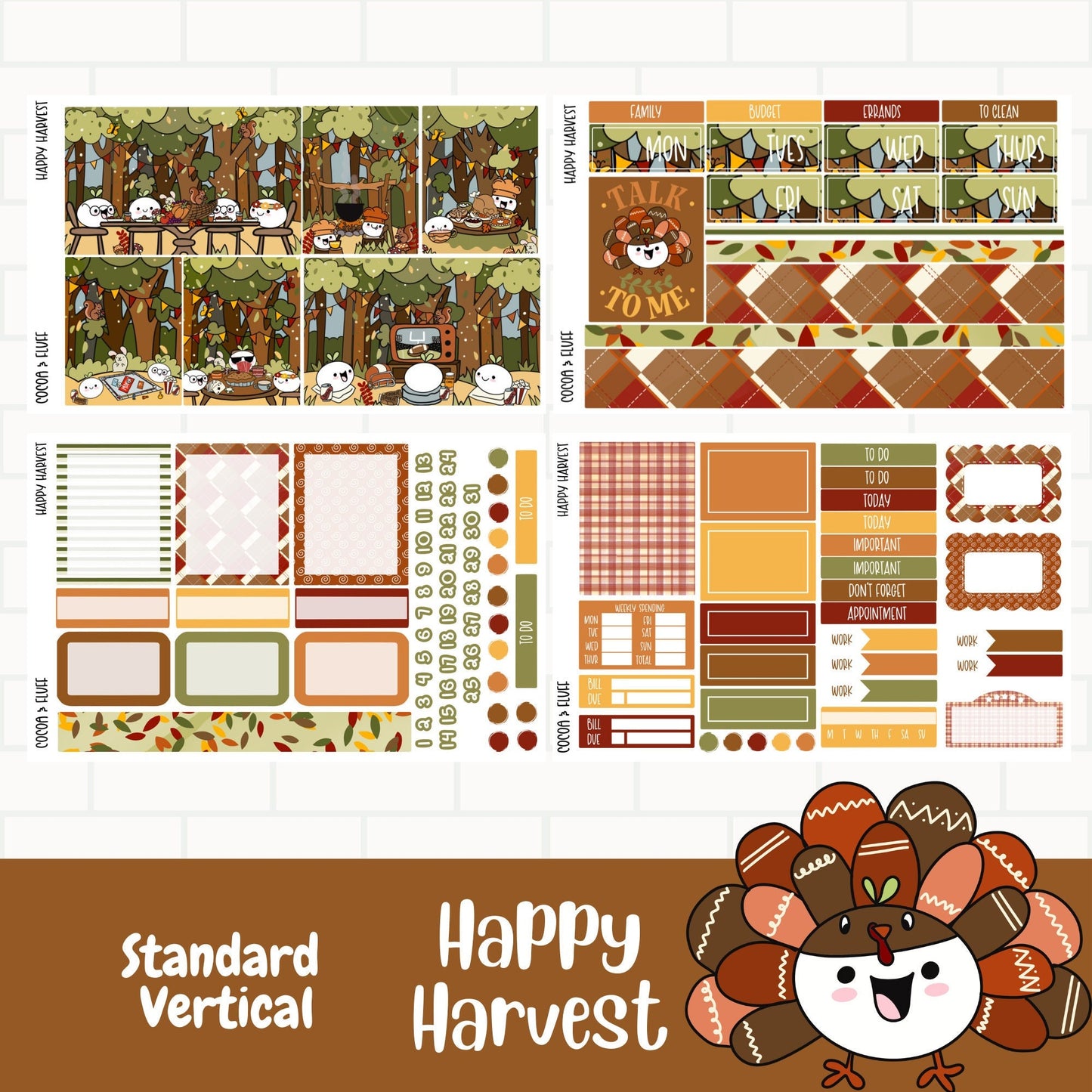 Happy Harvest Standard Vertical Weekly Sticker Kit