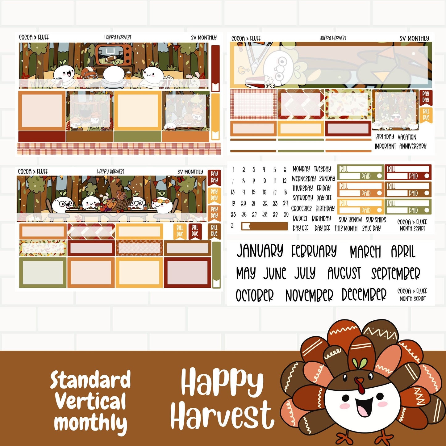 Happy Harvest Standard Vertical Monthly Sticker Kit