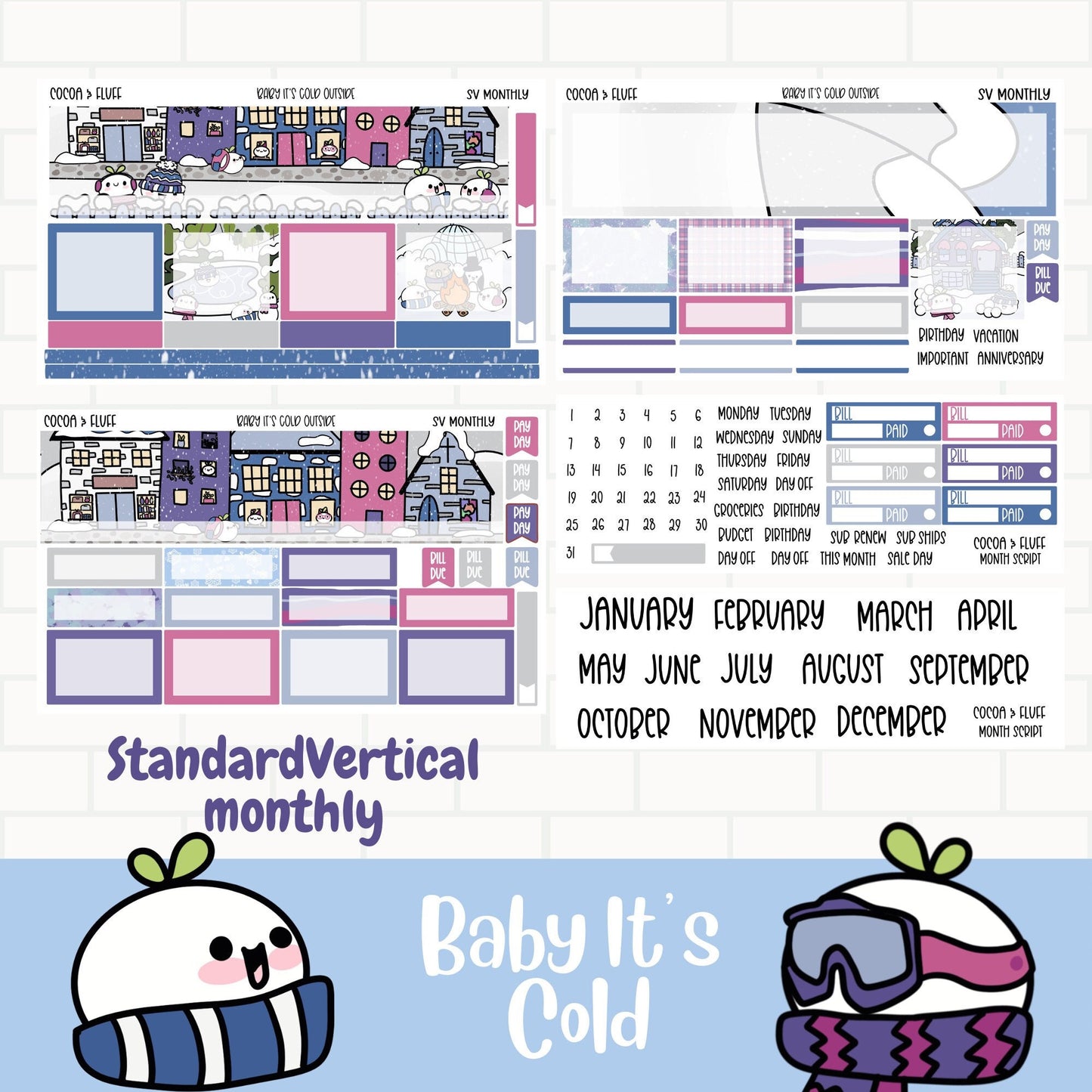 Baby It's Cold Standard Vertical Monthly Sticker Kit