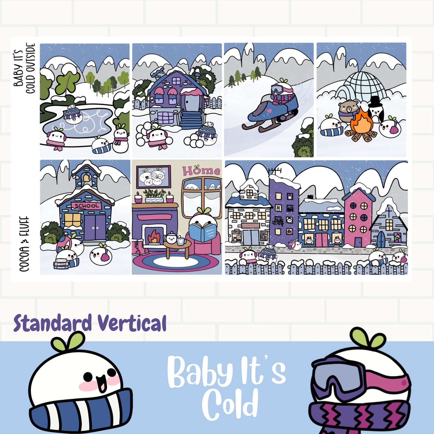 Baby It's Cold Standard Vertical Weekly Planner Sticker Kit