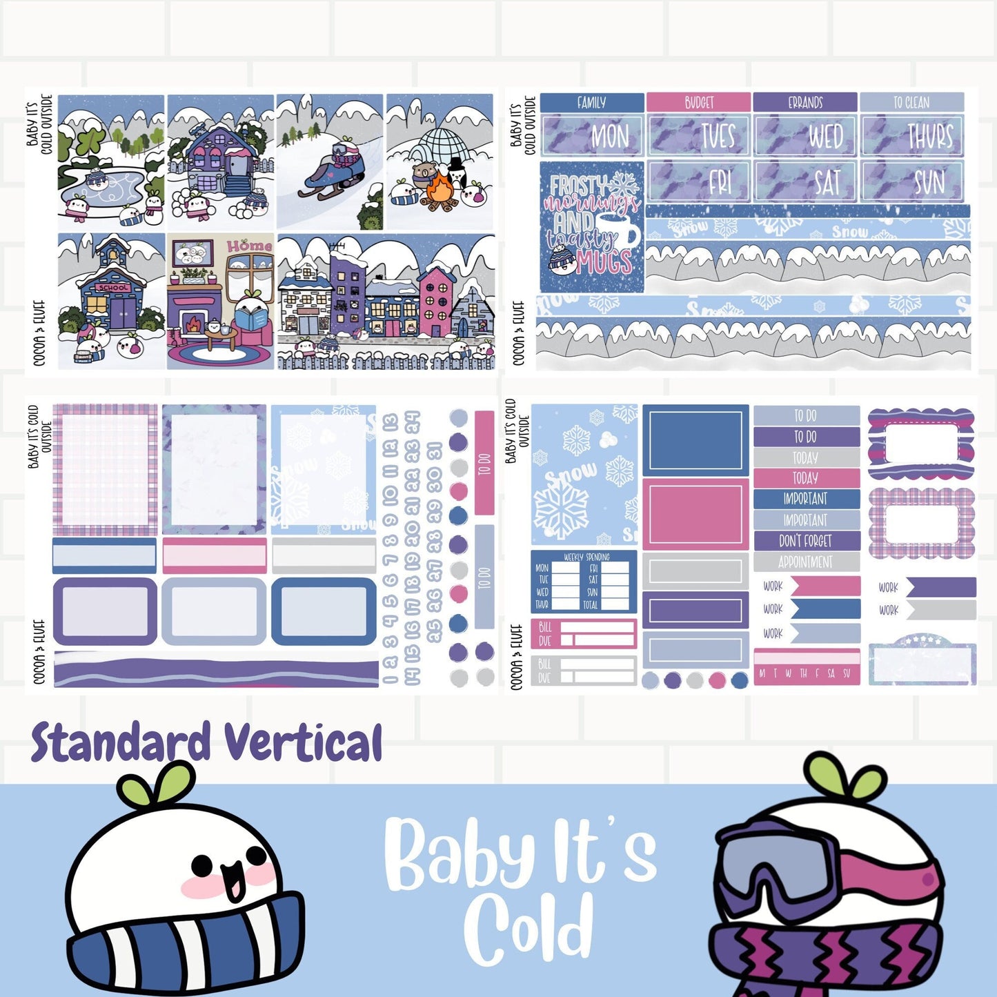 Baby It's Cold Standard Vertical Weekly Planner Sticker Kit
