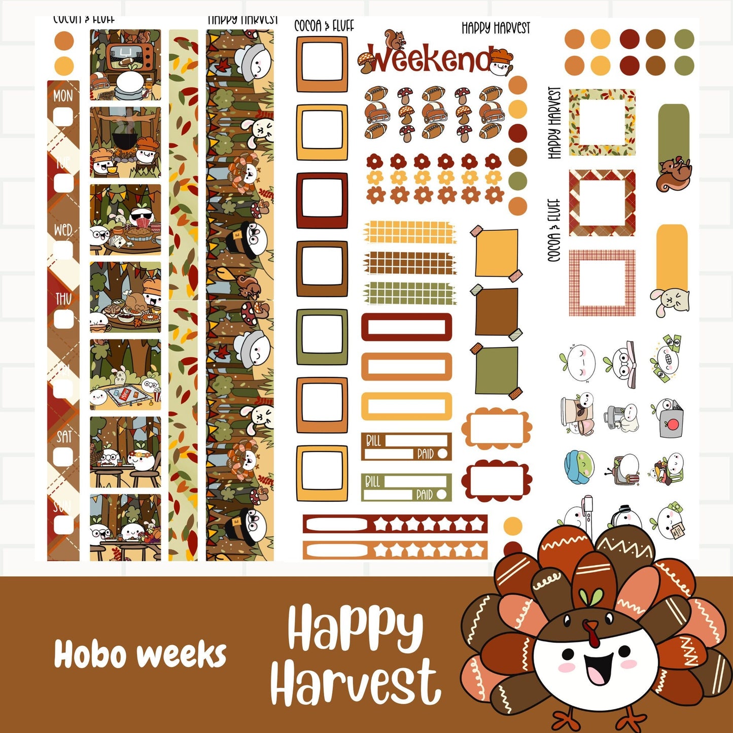 Happy Harvest Hobonichi Weeks Weekly Sticker Kit