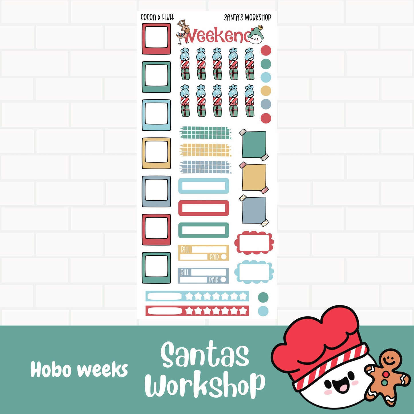 Santa's Workshop Hobonichi Weeks Weekly Sticker Kit