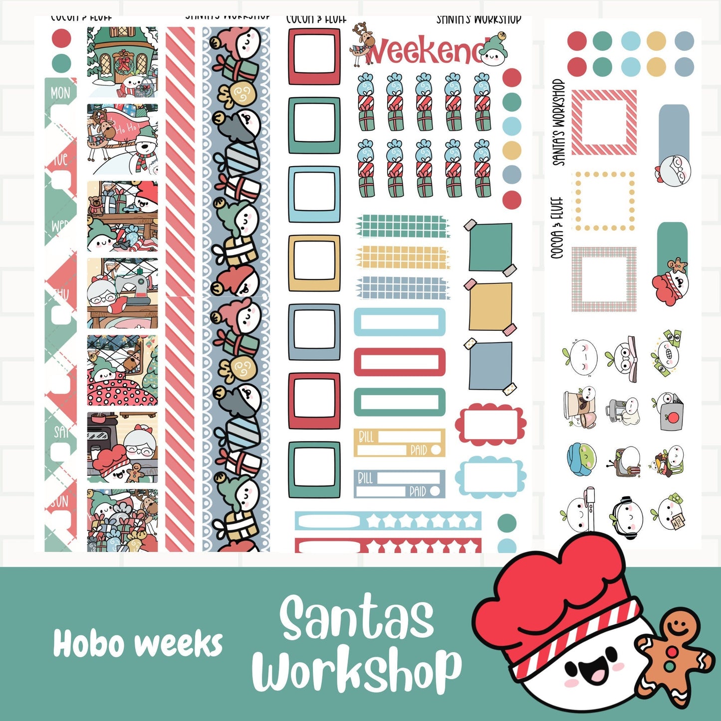Santa's Workshop Hobonichi Weeks Weekly Sticker Kit