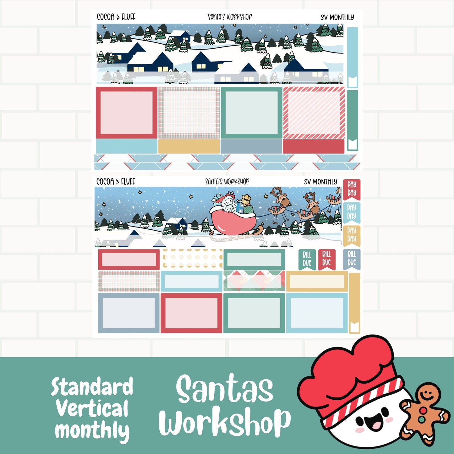 Santa's Workshop Standard Vertical Monthly Sticker Kit