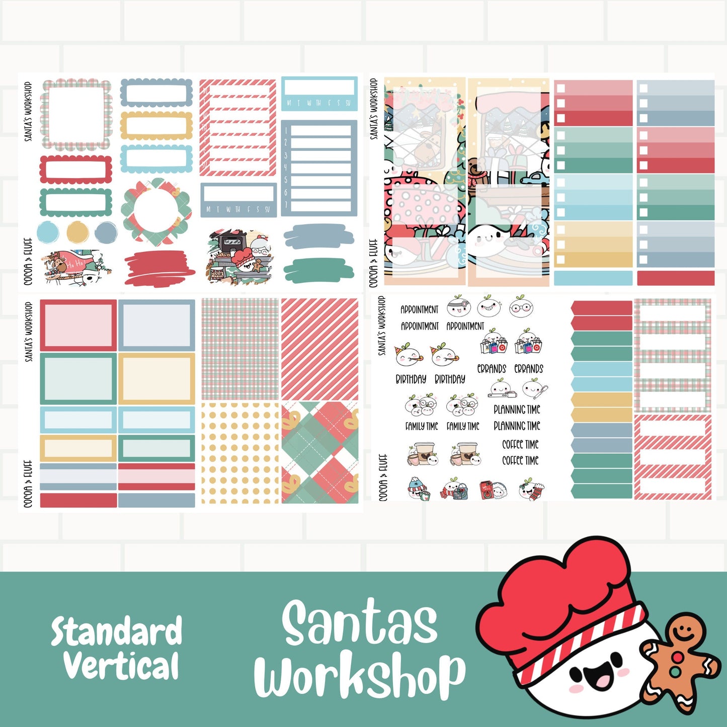 Santa's Workshop Standard Vertical Weekly Sticker Kit
