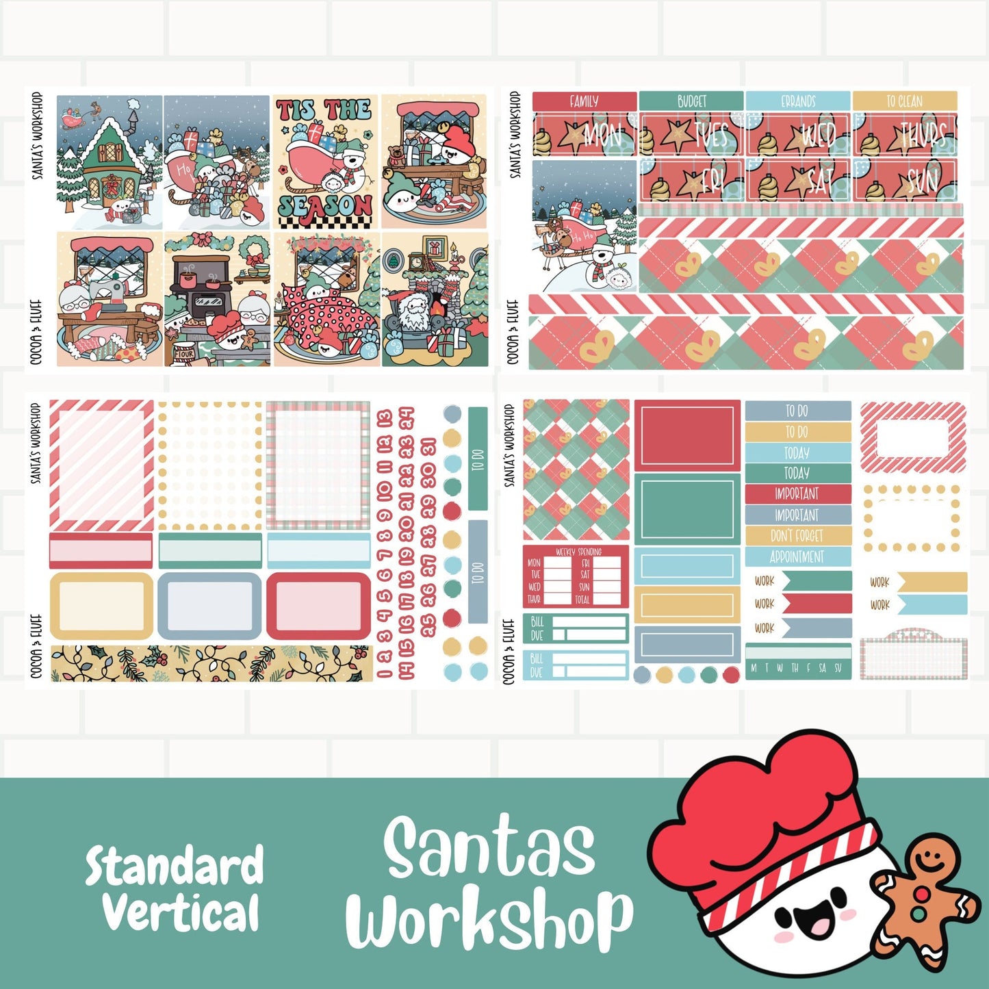 Santa's Workshop Standard Vertical Weekly Sticker Kit