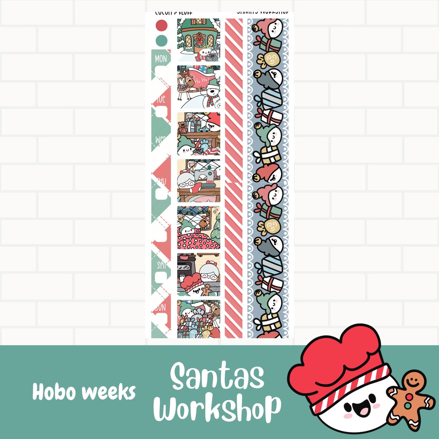 Santa's Workshop Hobonichi Weeks Weekly Sticker Kit