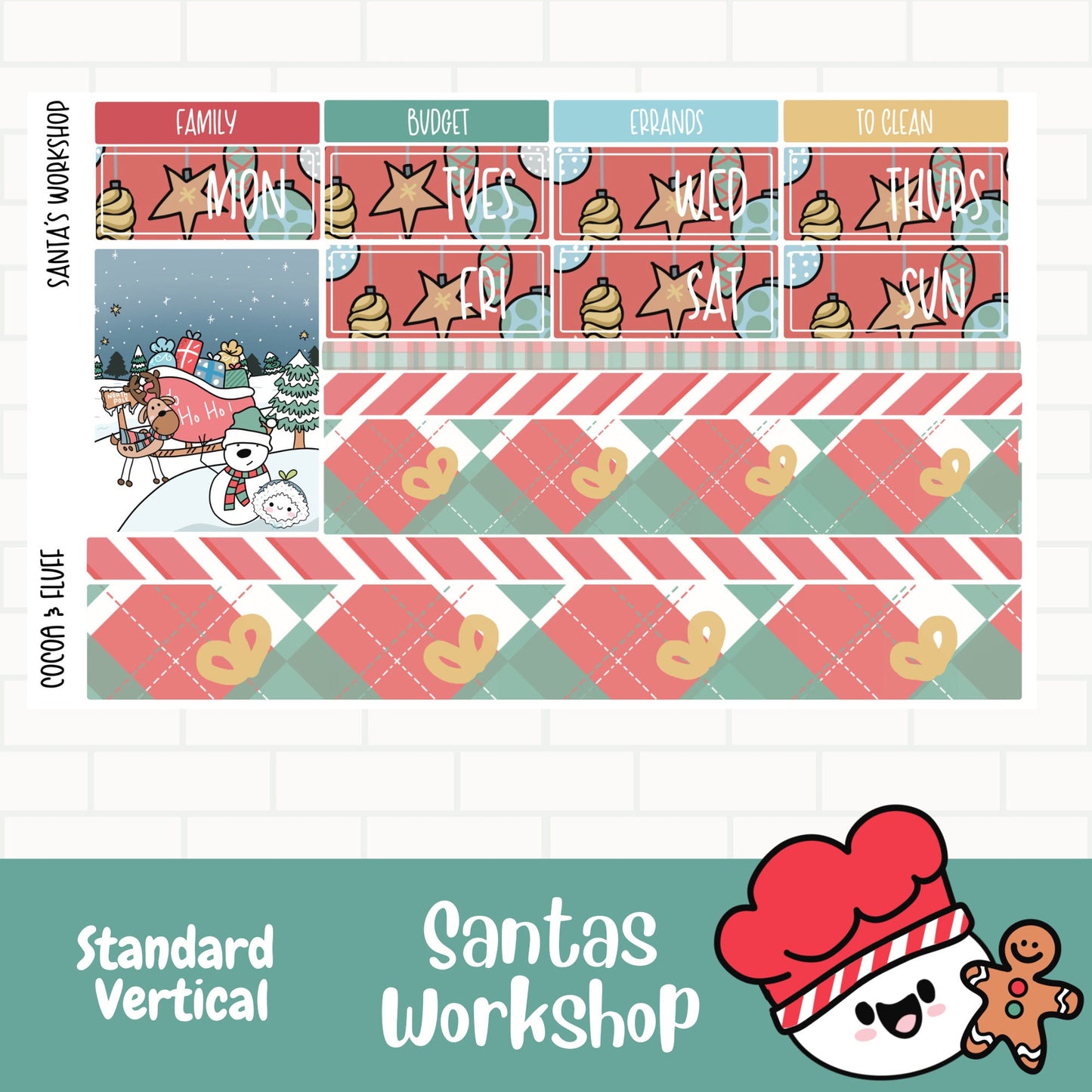 Santa's Workshop Standard Vertical Weekly Sticker Kit