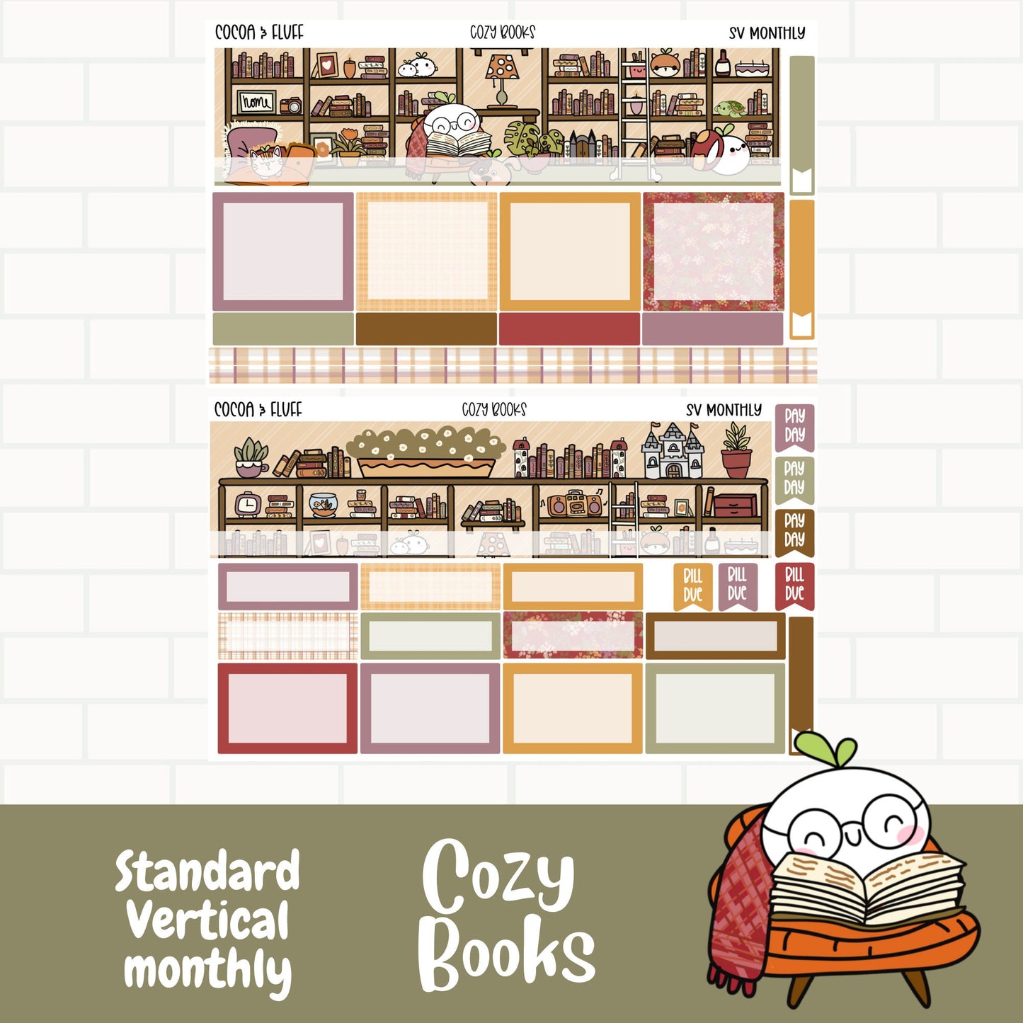 Cozy Books Standard Vertical Monthly Sticker Kit