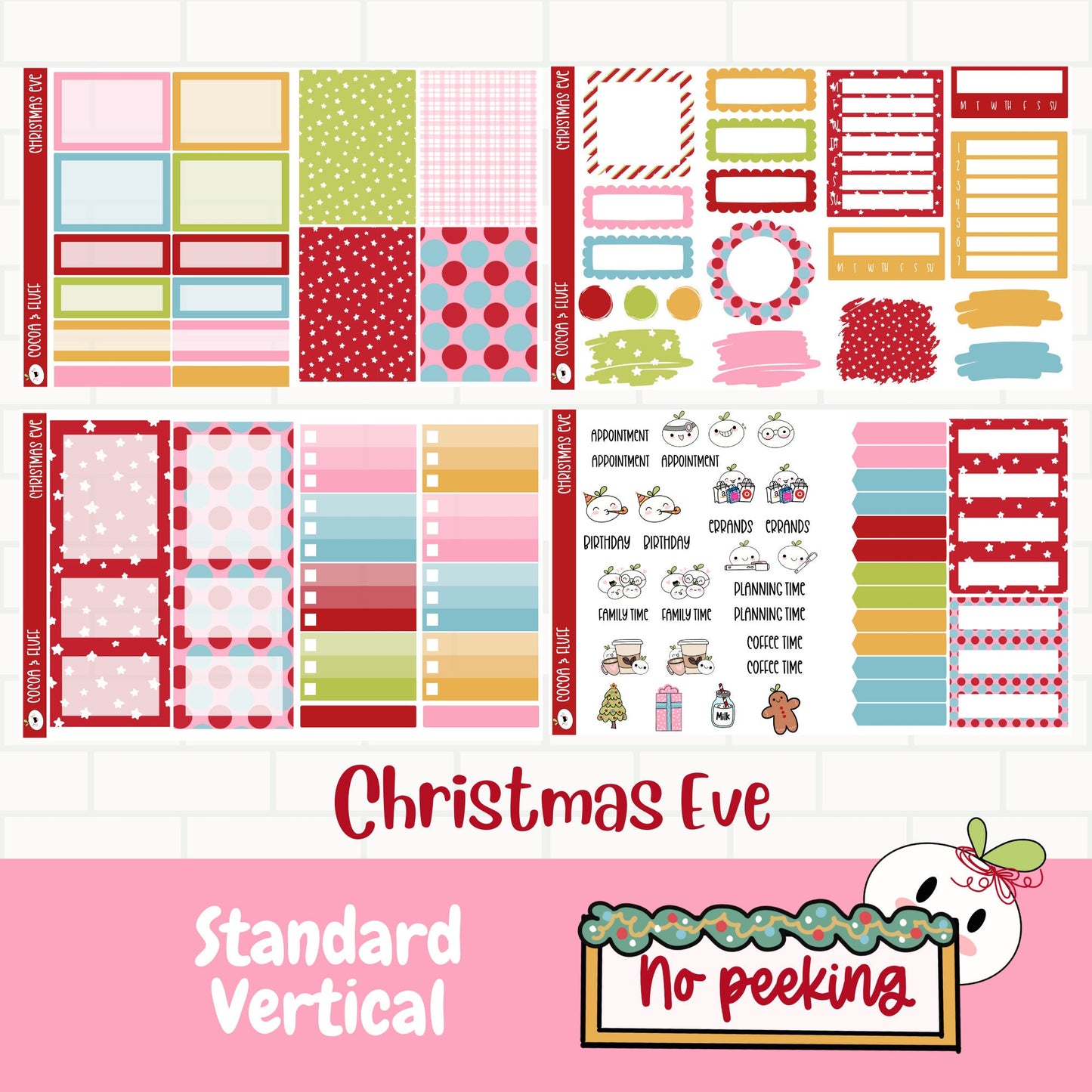 Christmas Eve Standard Vertical Weekly Sticker Kit