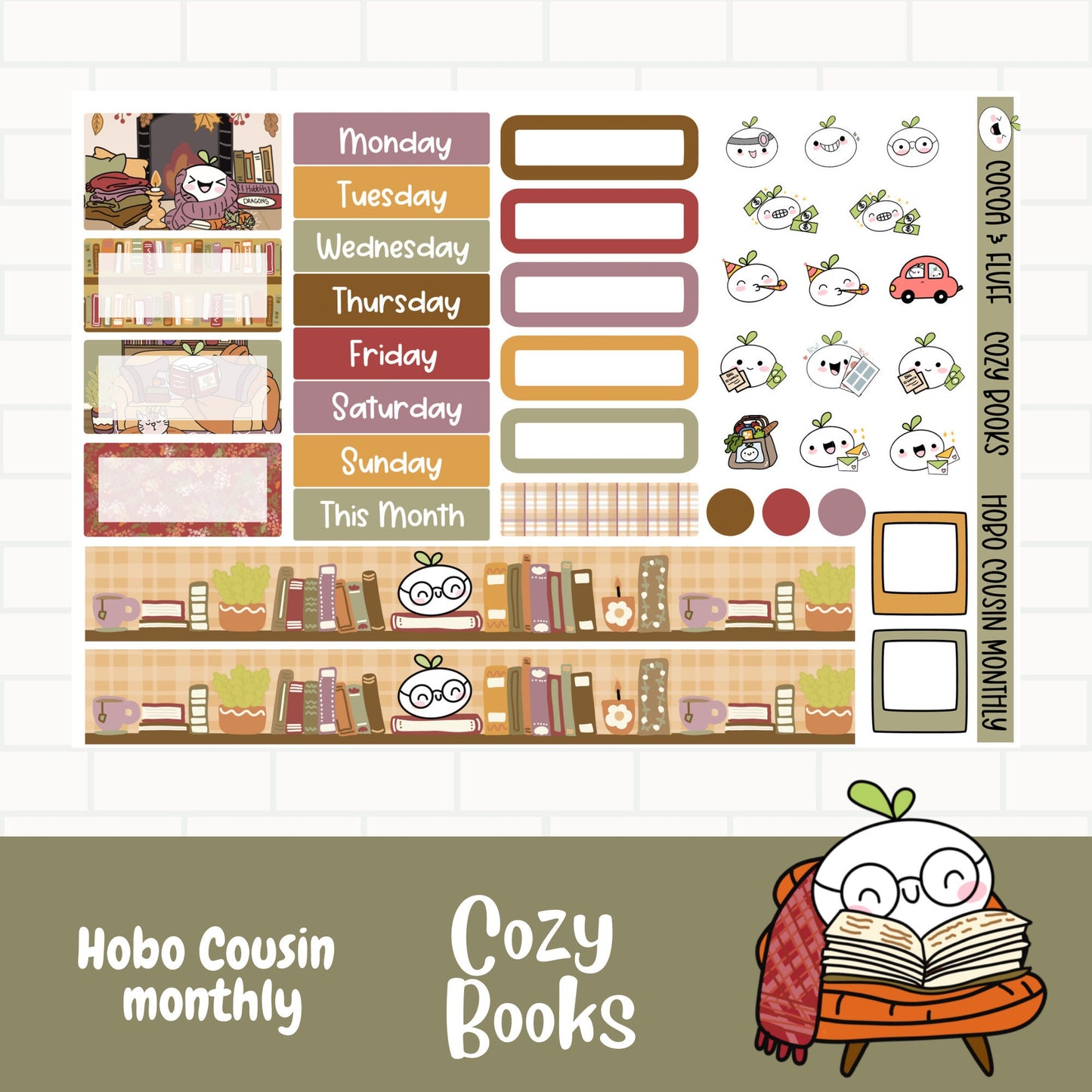 Cozy Books Hobonichi Cousin Monthly Sticker Kit