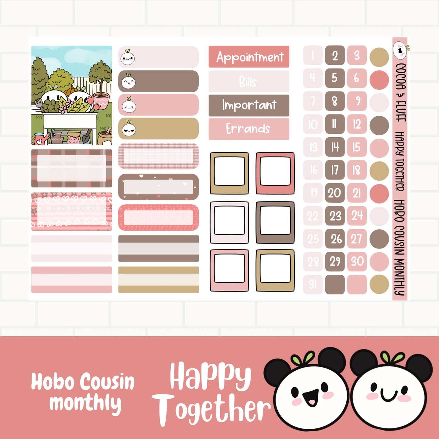 Happy Together Hobonichi Cousin Monthly Stickers