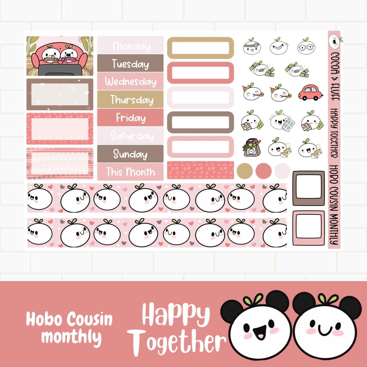 Happy Together Hobonichi Cousin Monthly Stickers