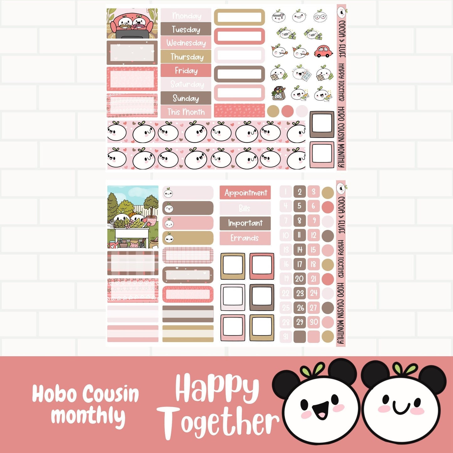 Happy Together Hobonichi Cousin Monthly Stickers