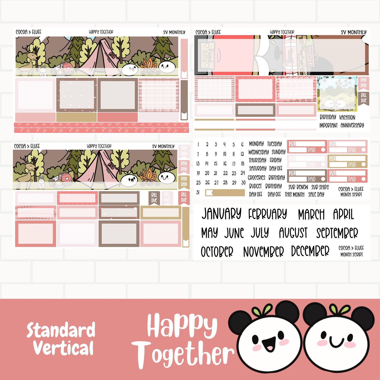 Happy Together Standard Vertical Monthly Sticker Kit