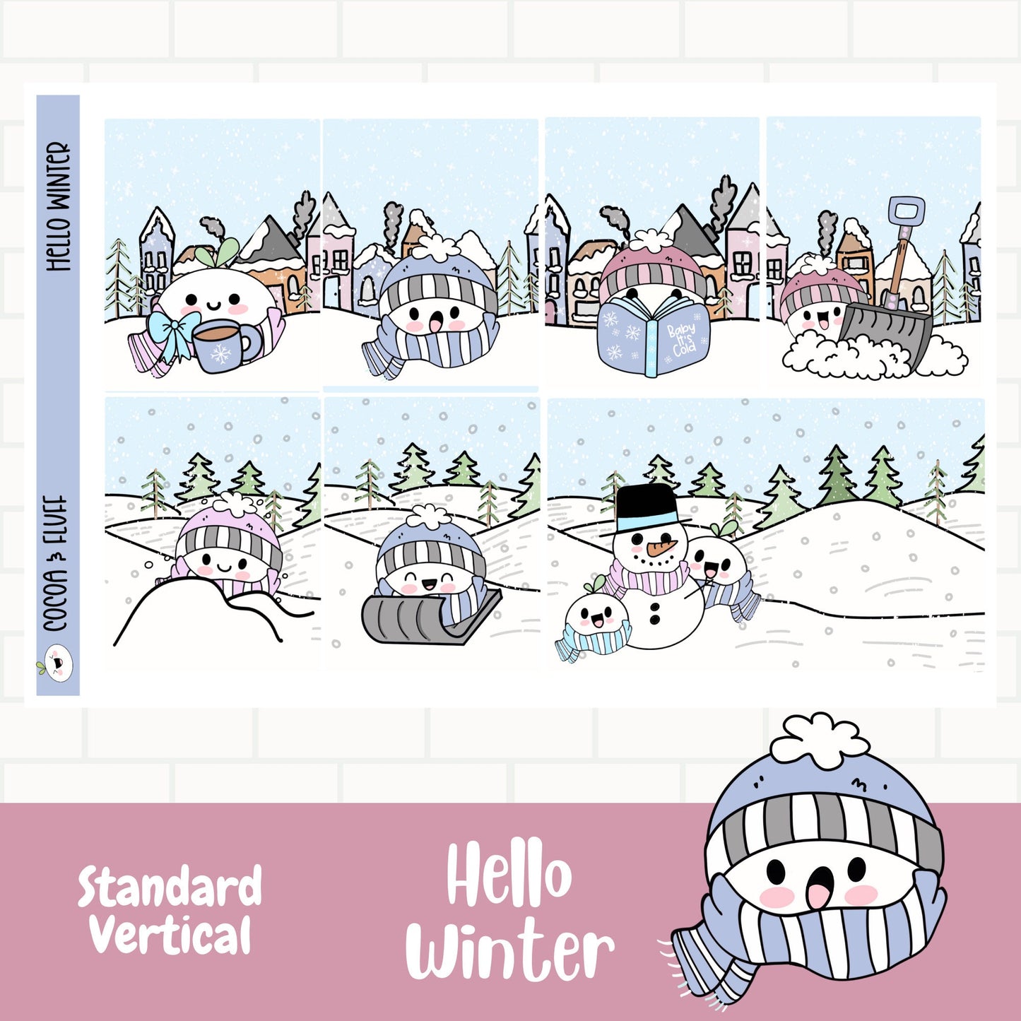 Hello Winter Standard Vertical Weekly Sticker Kit