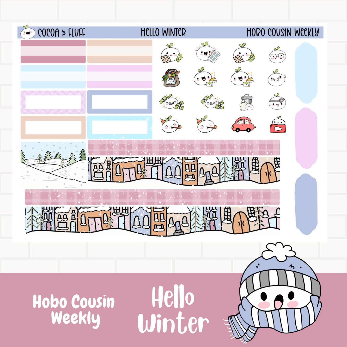 Hello Winter Hobonichi Cousin Weekly Sticker Kit