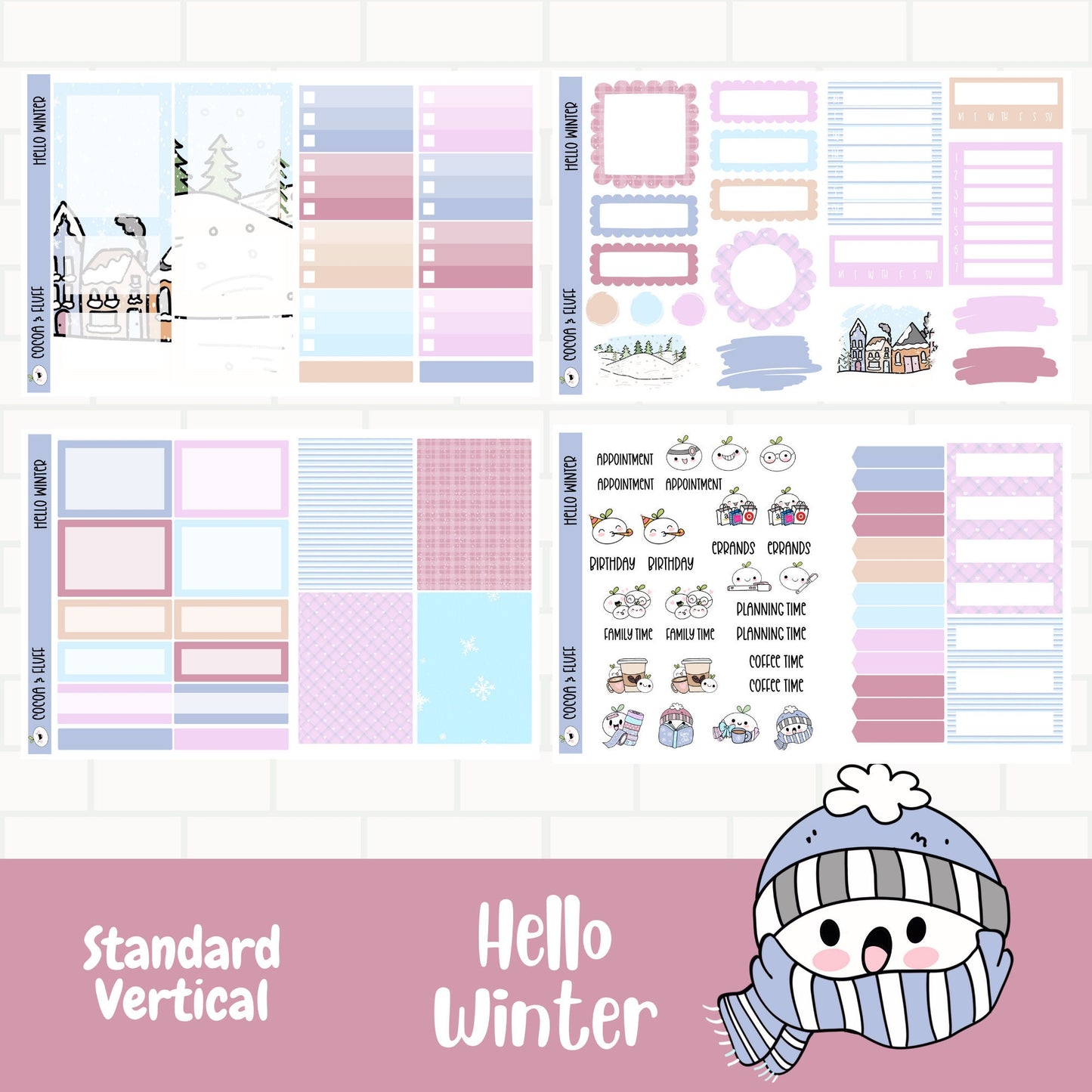 Hello Winter Standard Vertical Weekly Sticker Kit