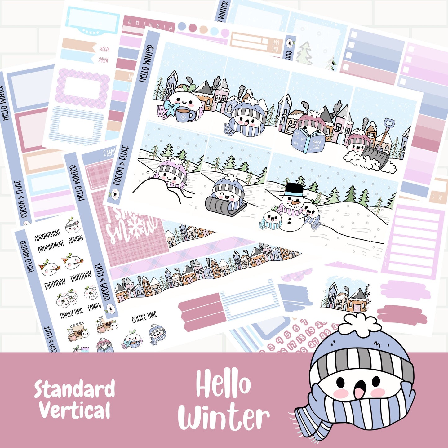 Hello Winter Standard Vertical Weekly Sticker Kit