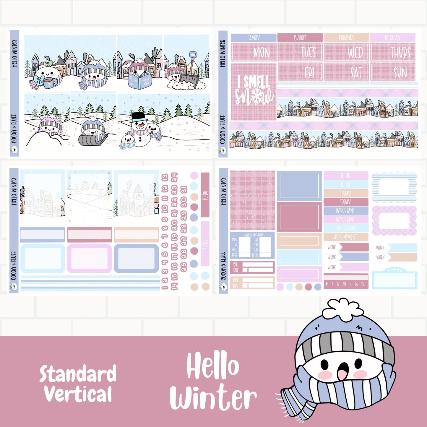 Hello Winter Standard Vertical Weekly Sticker Kit