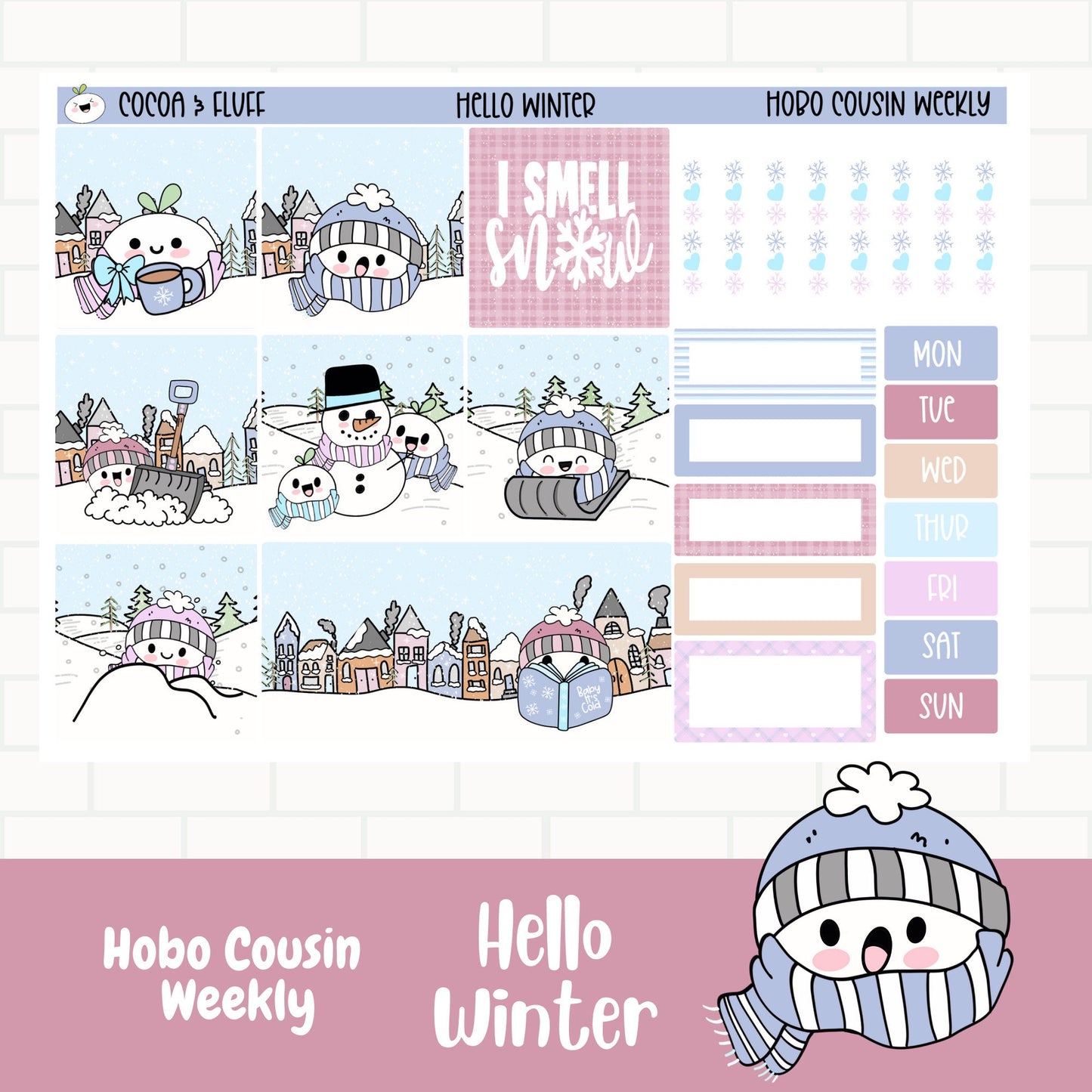Hello Winter Hobonichi Cousin Weekly Sticker Kit