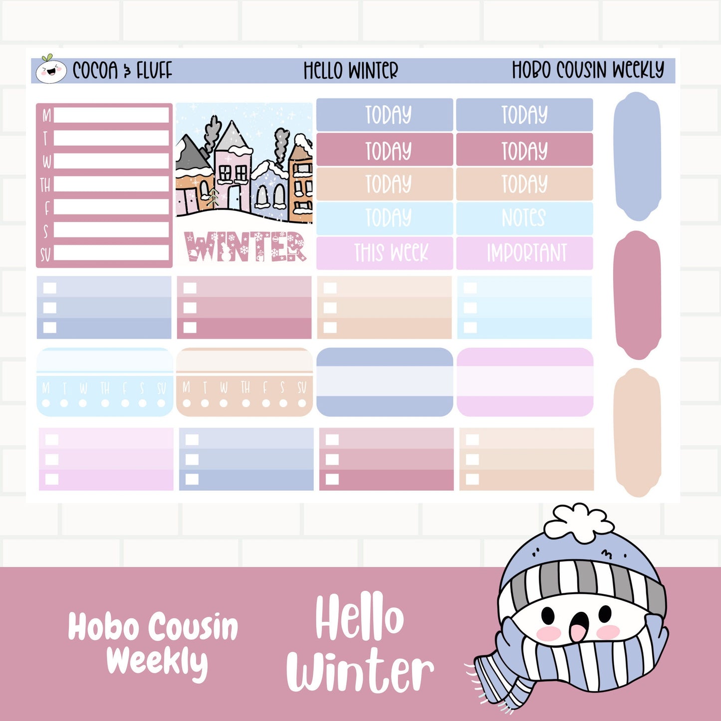 Hello Winter Hobonichi Cousin Weekly Sticker Kit