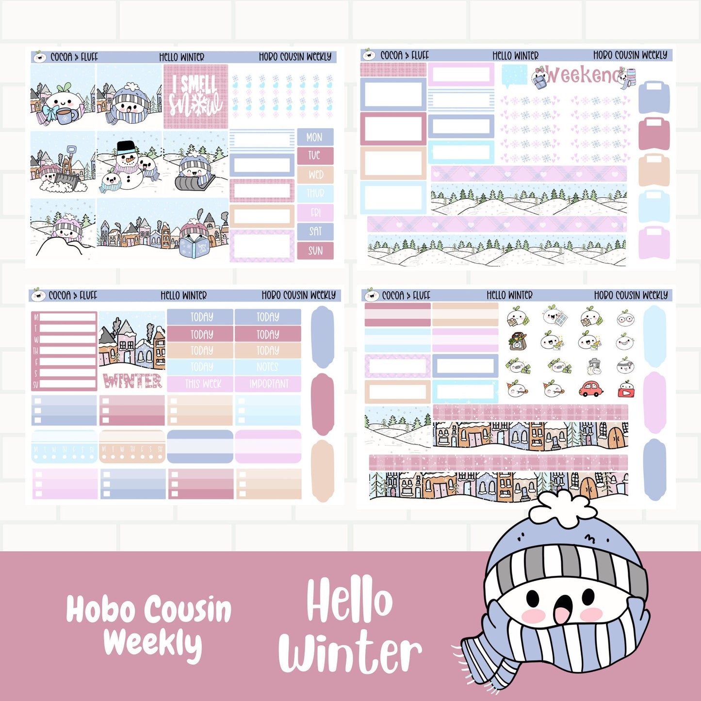 Hello Winter Hobonichi Cousin Weekly Sticker Kit