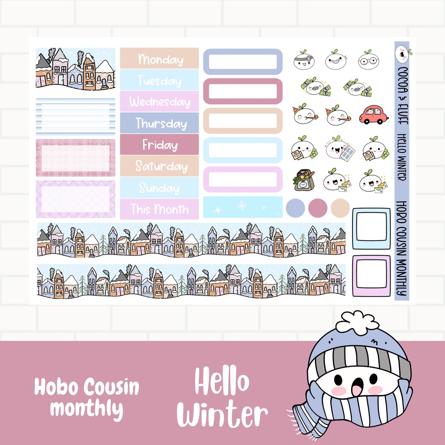 Hello Winter Hobonichi Cousin Monthly Stickers
