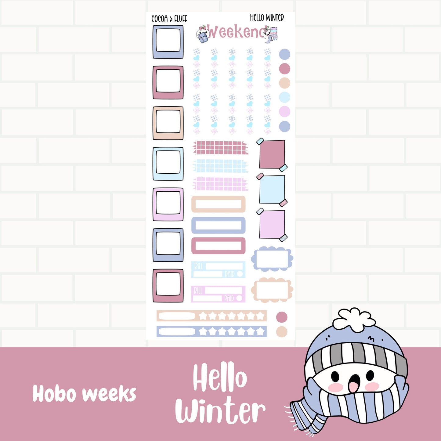 Hello Winter Hobonichi Weeks Weekly Planner Stickers