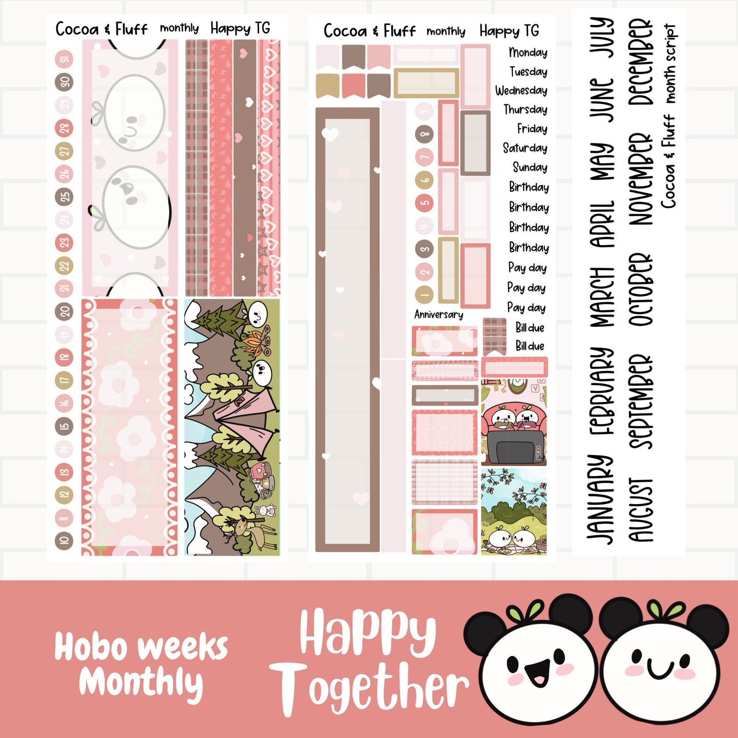 Happy Together Hobonichi Weeks Monthly Planner Stickers