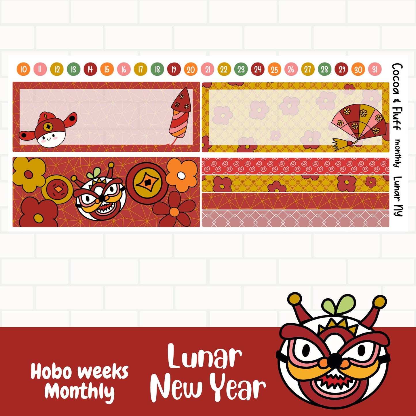 Lunar New Year Hobonichi Weeks Monthly Planner Stickers