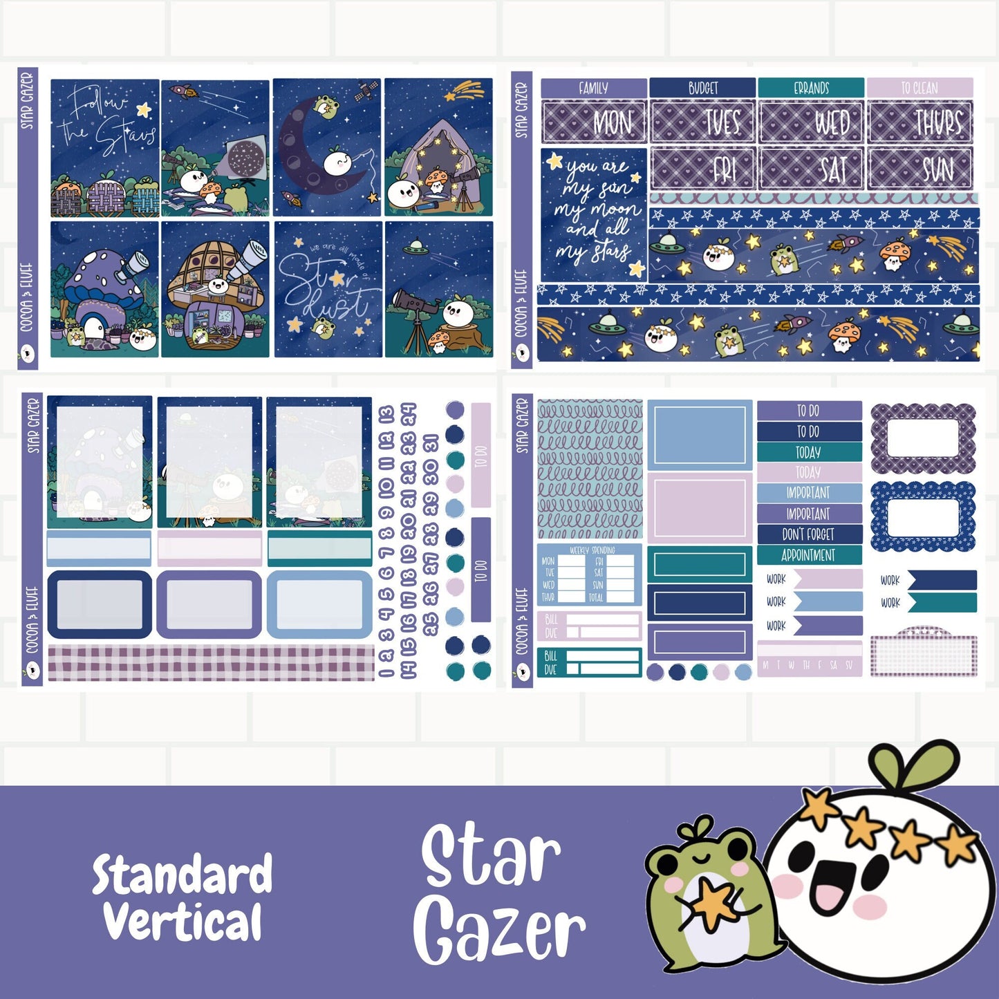Star Gazer Standard Vertical Weekly Sticker Kit