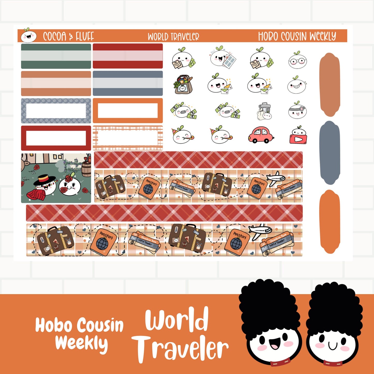 World Traveler Hobonichi Cousin Weekly Sticker Kit
