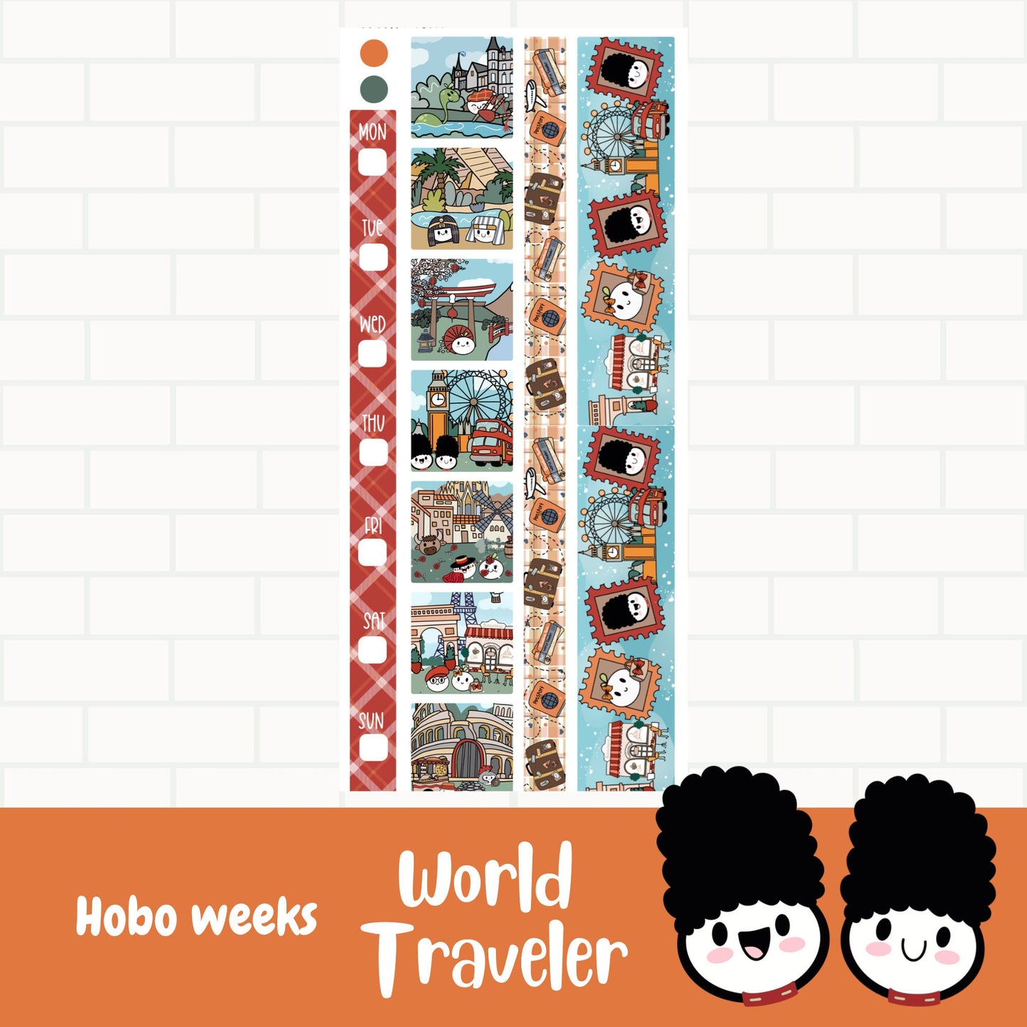 World Traveler Hobonichi Weeks Weekly Sticker Kit