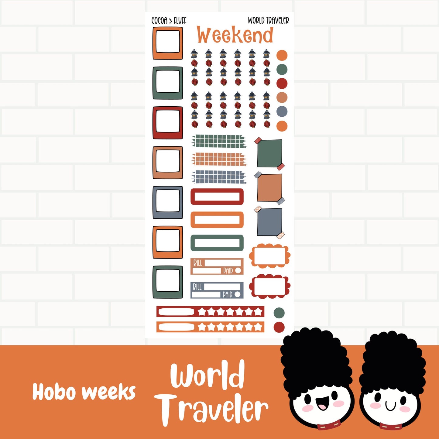 World Traveler Hobonichi Weeks Weekly Sticker Kit