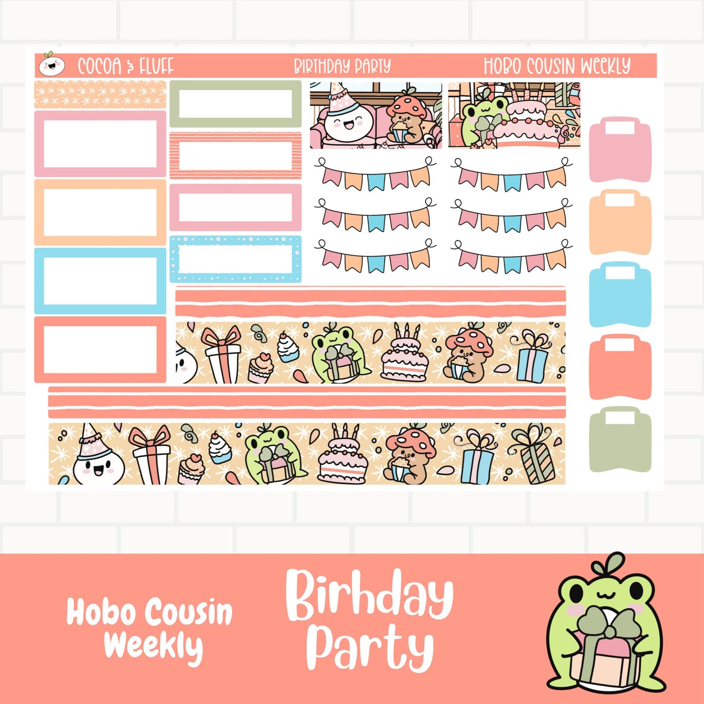Birthday Party Hobonichi Cousin Weekly Sticker Kit