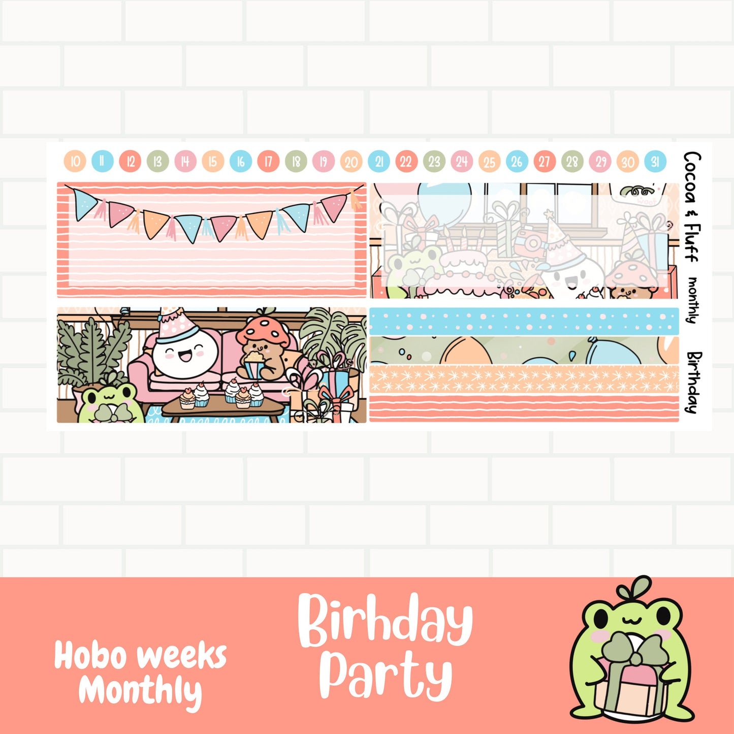 Birthday Party Hobonichi Weeks Monthly Sticker Kit