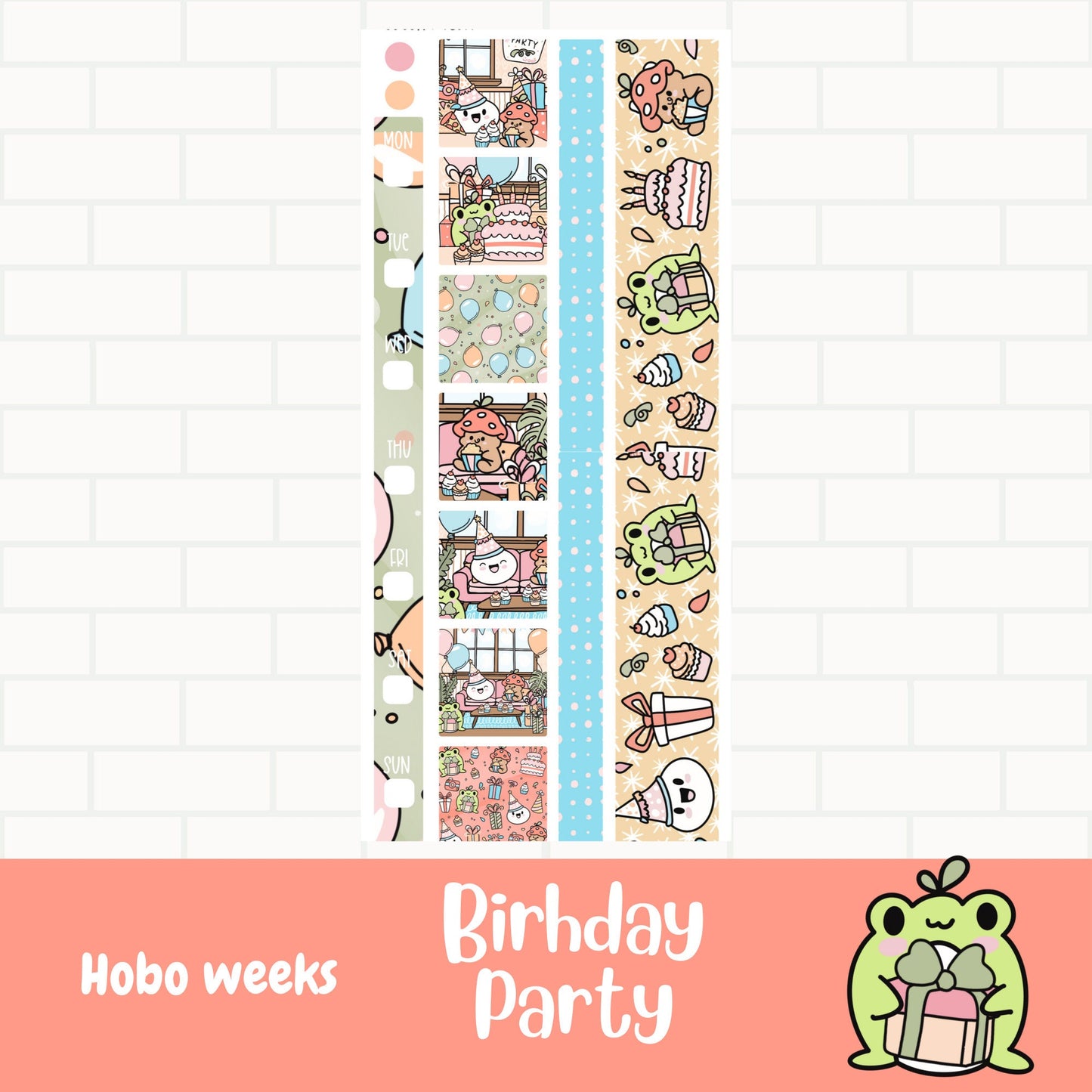 Birthday Party Hobonichi Weeks Weekly Sticker Kit