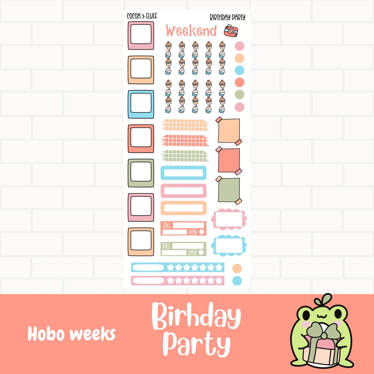Birthday Party Hobonichi Weeks Weekly Sticker Kit