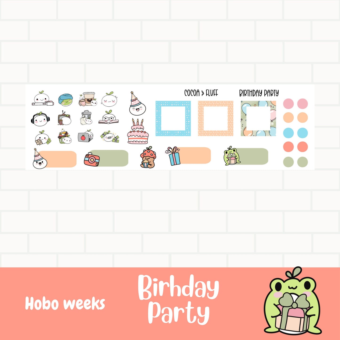 Birthday Party Hobonichi Weeks Weekly Sticker Kit