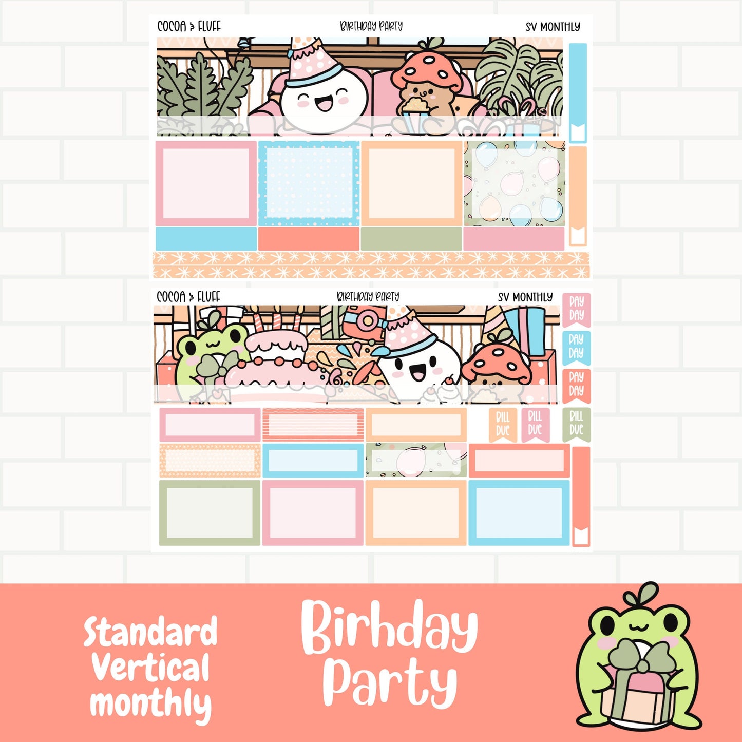 Birthday Party Standard Vertical Monthly Sticker Kit
