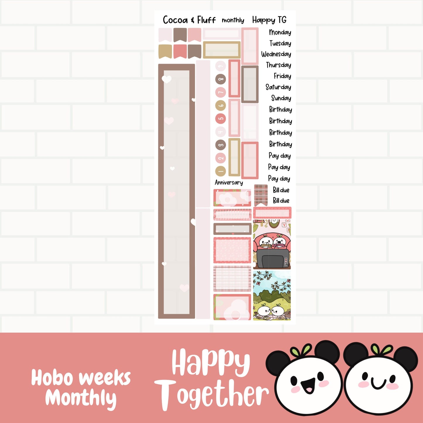 Happy Together Hobonichi Weeks Monthly Planner Stickers