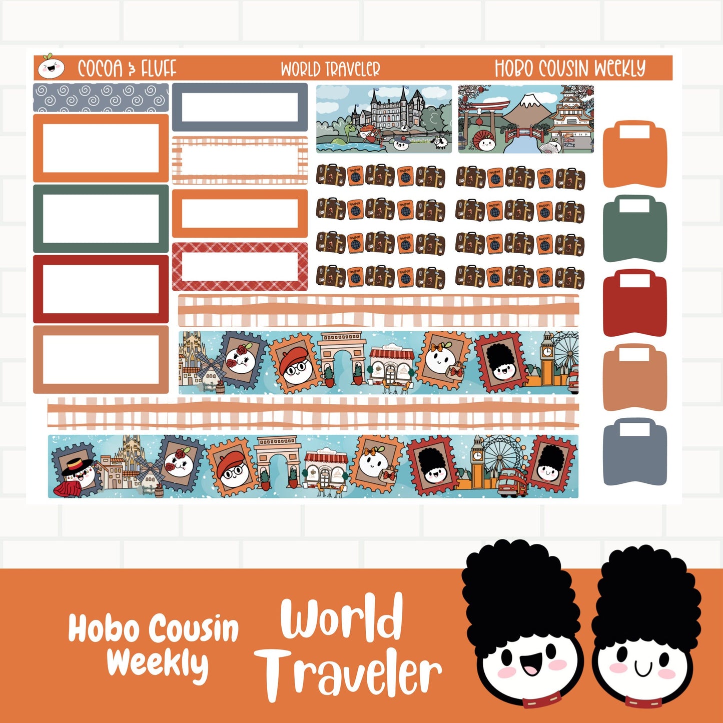 World Traveler Hobonichi Cousin Weekly Sticker Kit